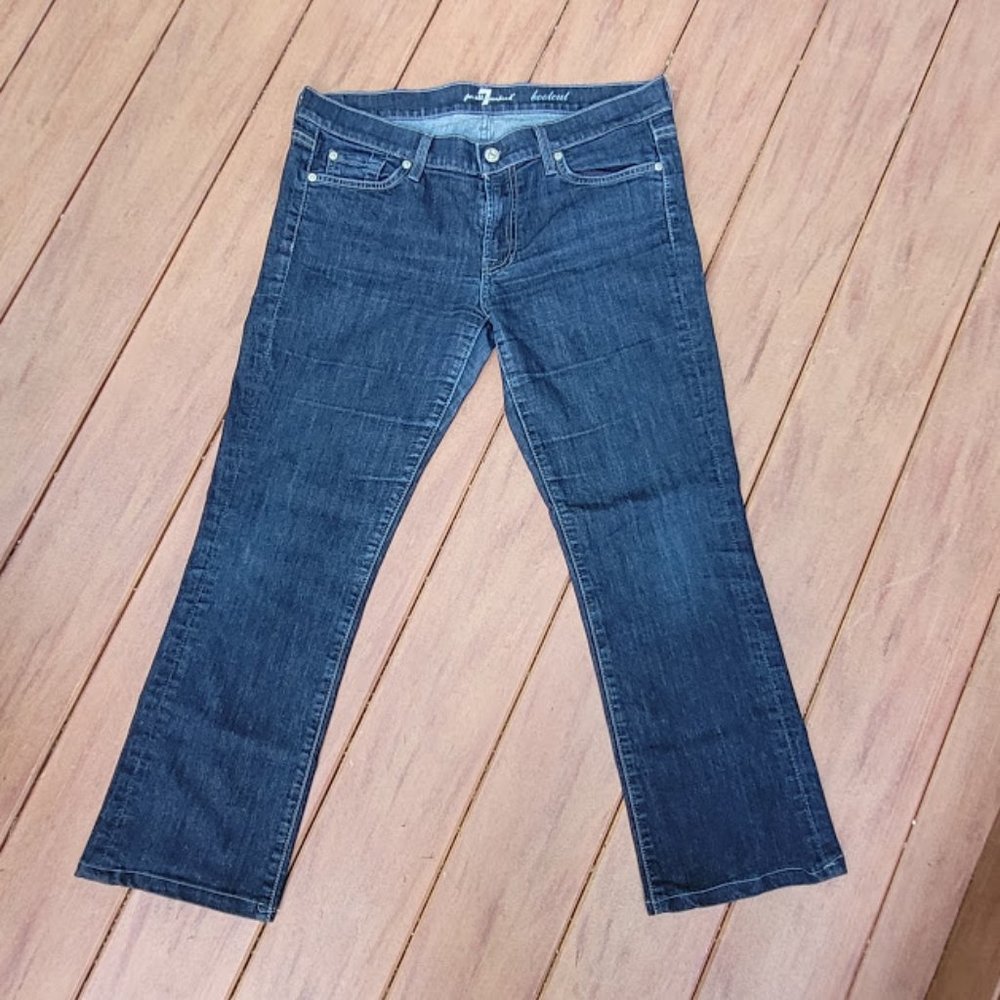 SOLD: 7 For All Mankind Dark Wash Denim Jeans 32 Bling Trend Style Comfy Bootcut - Picture 4 of 6